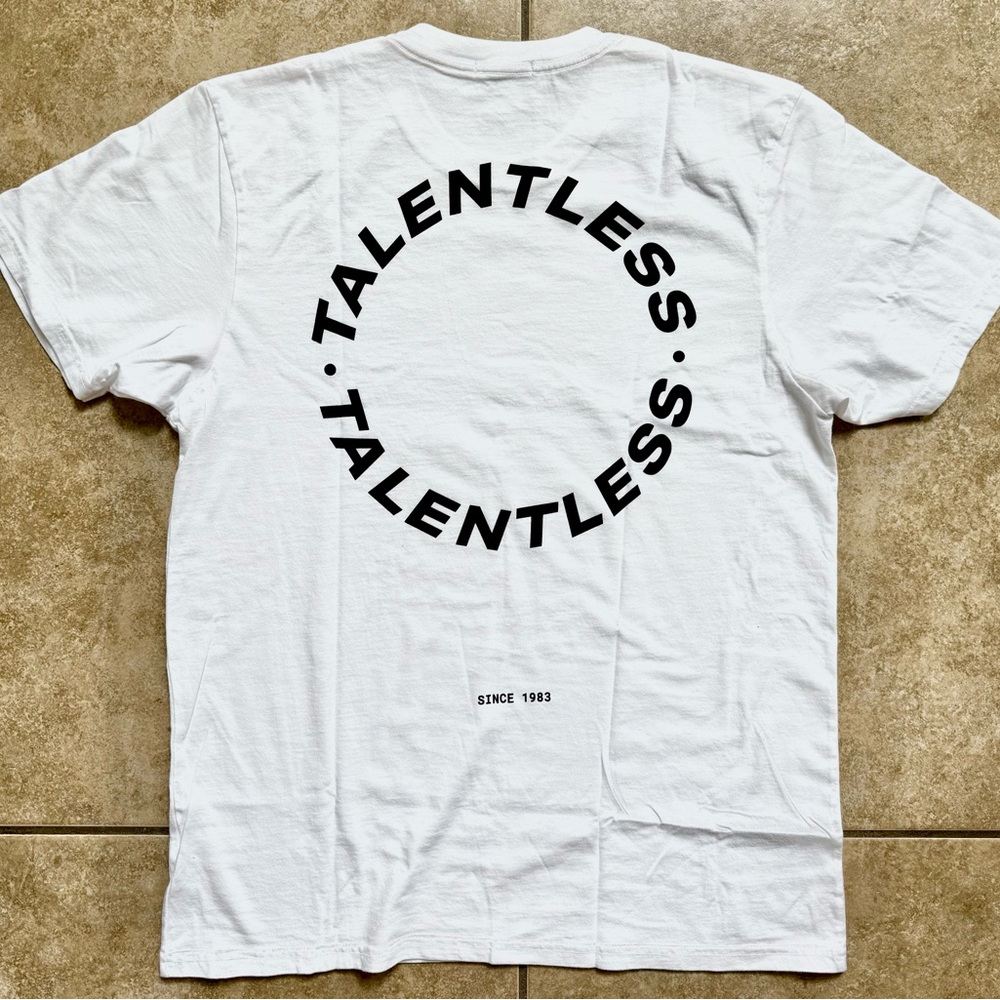 Talentless White Circle Logo Shirt Size Large Tee New FAST SHIPPING